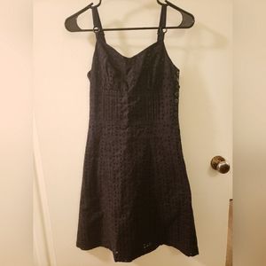 Luella for Target black cotton dress w/ leaf pattern cutouts 2 layers Size Small